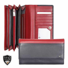  022820 073 Riccardo Ferducci női bőr pénztárca fekete-piros