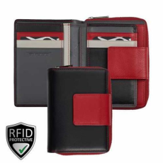  026490 080 Riccardo Ferducci női bőr pénztárca fekete-piros