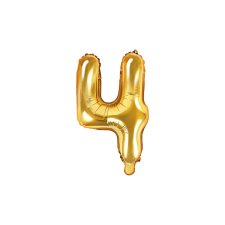  &#039;&#039;4&#039;&#039; számú fólia léggömb, 35 cm, arany party kellék