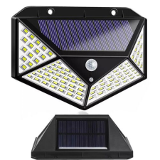 100 LED-es Mozgásérzékelős, napelemes LED lámpa, 600Lm kültéri világítás