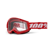 100% STRATA 2 New motocross szemüveg piros (átlátszó plexi) motoros szemüveg