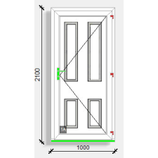  100x210 befelé nyíló tömör paneles balkonszárnyas bejárati ajtó Deceuninck Vision 76 nyílászáró
