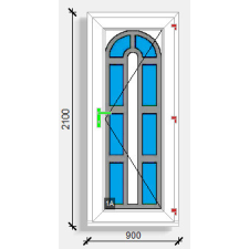  100x210 befelé nyíló üveges panelos bejárati ajtó Rehau Synego 80 nyílászáró