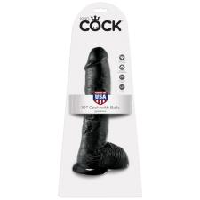  10" Cock with Balls  Black műpénisz, dildó