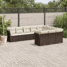  10 részes barna polyrattan kerti ülőgarnitúra párnákkal kerti bútor