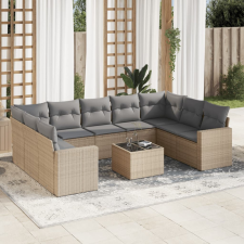 10 részes bézs polyrattan kerti ülőgarnitúra párnával kerti bútor