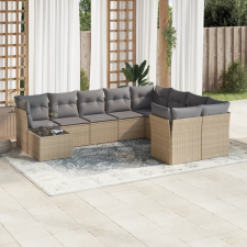 10 részes bézs polyrattan kerti ülőgarnitúra párnával kerti bútor