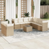  10 részes bézs polyrattan kerti ülőgarnitúra párnával