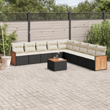  10 részes fekete polyrattan kerti ülőgarnitúra párnákkal kerti bútor