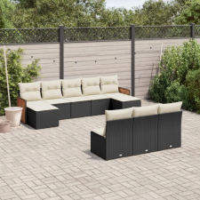  10 részes fekete polyrattan kerti ülőgarnitúra párnákkal kerti bútor