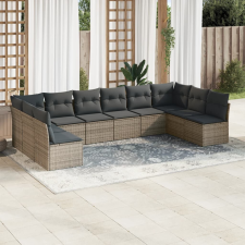 10 részes szürke polyrattan kerti ülőgarnitúra párnákkal kerti bútor