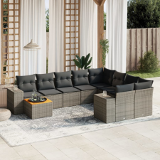 10 részes szürke polyrattan kerti ülőgarnitúra párnákkal kerti bútor