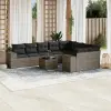  10 részes szürke polyrattan kerti ülőgarnitúra párnákkal