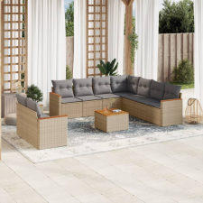 10 részes vegyes bézs polyrattan kerti ülőgarnitúra párnákkal kerti bútor