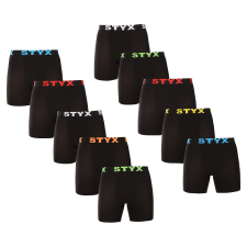  10PACK férfi boxeralsó Styx hosszú sportos gumipánt fekete (10UN9601) XXL férfi alsó
