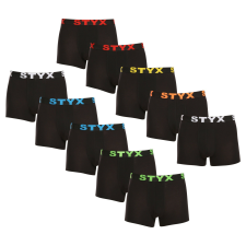 10PACK Férfi boxeralsó Styx sportos gumipánt fekete (10G9601) M férfi alsó