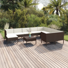 11 részes barna polyrattan kerti ülőgarnitúra párnákkal kerti bútor