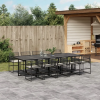  11 részes fekete polyrattan kerti étkezőgarnitúra párnákkal