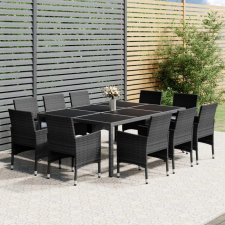 11 részes szürke polyrattan kerti étkezőgarnitúra kerti bútor