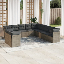 11 részes szürke polyrattan kerti ülőgarnitúra párnákkal kerti bútor