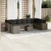  11 részes szürke polyrattan kerti ülőgarnitúra párnákkal