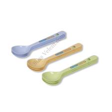  12 db-os zöld, sárga, kék színű műanyag kanál készlet konyhai eszköz