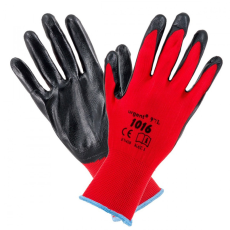  12 pár Poliészter alapú csúszásbiztos munkáskesztyű piros PAMK-P