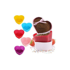 12 részes színes szilikon muffin sütőforma - szív alakú sütés és főzés