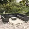  12 részes szürke polyrattan kerti ülőgarnitúra párnákkal