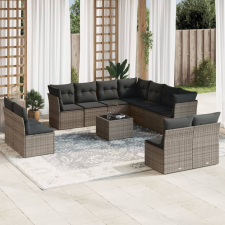 12 részes szürke polyrattan kerti ülőgarnitúra párnákkal kerti bútor