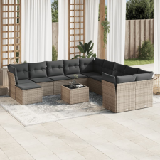  12 részes szürke polyrattan kerti ülőgarnitúra párnákkal kerti bútor