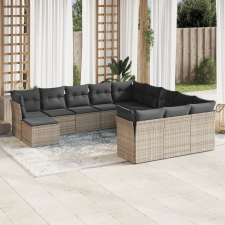 12 részes szürke polyrattan kerti ülőgarnitúra párnákkal kerti bútor