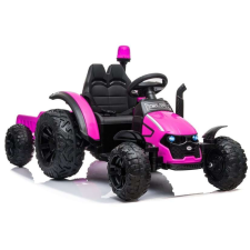  12V-os elektromos Traktor pótkocsival, pink 7307 elektromos járgány