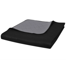 130885 Double-sided Quilted Bedspread Black/Grey 230 x 260 cm lakástextília