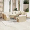  13 részes bézs polyrattan kerti ülőgarnitúra párnákkal