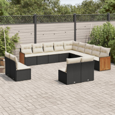 13 részes fekete polyrattan kerti ülőgarnitúra párnákkal kerti bútor