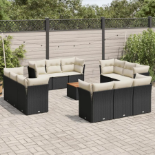  13 részes fekete polyrattan kerti ülőgarnitúra párnákkal kerti bútor