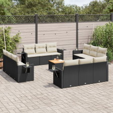 13 részes fekete polyrattan kerti ülőgarnitúra párnákkal kerti bútor