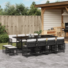 13 részes fekete polyrattan kerti ülőgarnitúra párnákkal kerti bútor