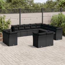 13 részes fekete polyrattan kerti ülőgarnitúra párnákkal kerti bútor