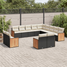 13 részes fekete polyrattan kerti ülőgarnitúra párnákkal kerti bútor