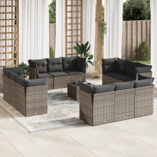 13 részes szürke polyrattan kerti ülőgarnitúra párnákkal kerti bútor
