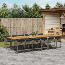  13 részes szürke polyrattan kerti ülőgarnitúra párnákkal kerti bútor