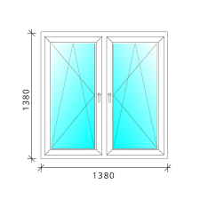 140x140 Tokosztott nyb/nyb műanyag ablak nyílászáró