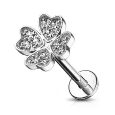  14 Karátos Arannyal Bevont Ezüst Színű Lóhere Alakú Piercing, 8 mm egyéb ékszer