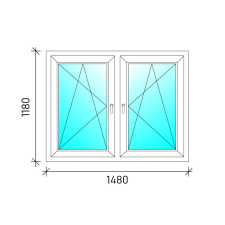  150x120 Tokosztott nyb/nyb műanyag ablak nyílászáró