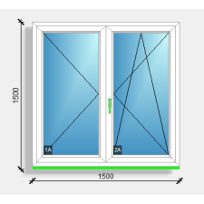  150X150 Középen felnyíló váltószárnyas ablak Deceuninck Vision 76 nyílászáró