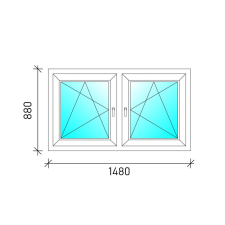  150x90 Tokosztott nyb/nyb műanyag ablak nyílászáró