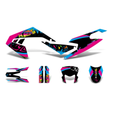 15158 Dekoráció / Matricakészlet fekete-rózsaszín-kék fényes Aprilia RX50 2018- Euro4-hez egyéb motorkerékpár alkatrész