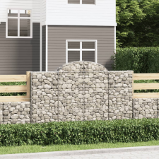 15 db íves horganyzott vas gabion kosár 200x50x120/140 cm kerti tárolás